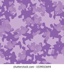 UFO camouflage of various shades of violet and pink colors. It is a colorful seamless pattern that can be used as a camo print for clothing and background and backdrop or computer wallpaper