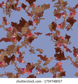 UFO camouflage of various shades of violet, brown and red colors. It is a colorful seamless pattern that can be used as a camo print for clothing and background and backdrop or computer wallpaper