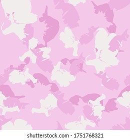 UFO camouflage of various shades of white and pink colors. It is a colorful seamless pattern that can be used as a camo print for clothing and background and backdrop or computer wallpaper