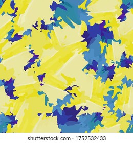 UFO camouflage of various shades of yellow, violet and blue colors. It is a colorful seamless pattern that can be used as a camo print for clothing and background and backdrop or computer wallpaper
