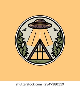 Ufo camping outdoor for adventure graphic illustration vector art t-shirt design