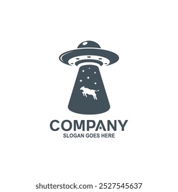 Ufo captured a cow logo vector