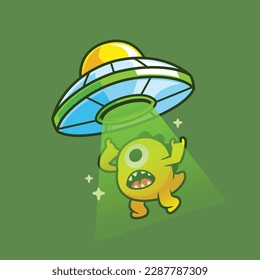Ufo carrying a monster vector
