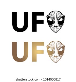 UFO in cartoon style. A poster on the theme of space and the universe. Illustration of the aliens.