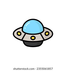 Ufo Cartoon Vector Icon Illustration. Transportation Icon Concept Isolated Premium Vector. Flat Cartoon Style