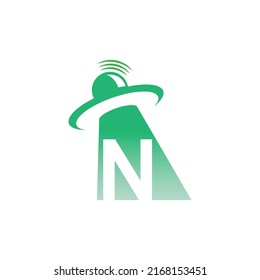 Ufo catch letter N icon design illustration vector