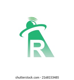 Ufo catch letter R icon design illustration vector