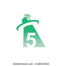 Ufo catch number 5  icon design illustration vector