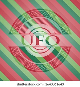 UFO christmas emblem background. Vector Illustration. Detailed.