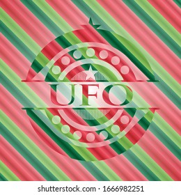 UFO christmas style emblem. Vector Illustration. Detailed.