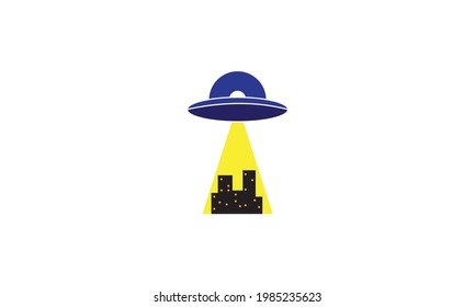 ufo with city logo symbol vector icon illustration graphic design