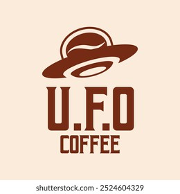 ufo coffee flat minimalist logo design