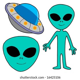 Ufo collection on white background - vector illustration.