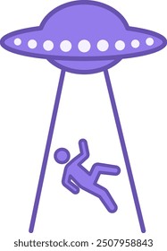UFO Color Icon. Vector Icon. Aliens Take Human to Alien Ship