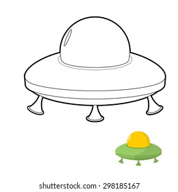 UFO coloring book. Vector illustration of an alien space transport. 