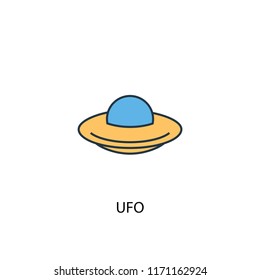 ufo concept 2 colored line icon. Simple yellow and blue element illustration. ufo concept outline symbol design from space exploration set