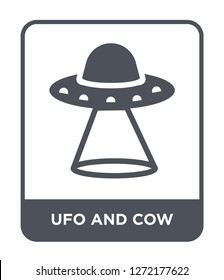 ufo and cow icon vector on white background, ufo and cow trendy filled icons from Astronomy collection, ufo and cow simple element illustration