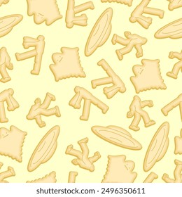 UFO cracker shape pattern seamless. monster Cookies in shape of monster zombies and yeti ornament. Cracker ghost background