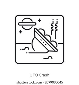 UFO Crash icon. Outline style icon design isolated on white background