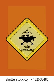 UFO crossing sign.Vector illustration