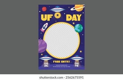 UFO Day Flyer. Vector illustration