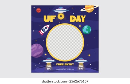 UFO Day Socials Media. Vector illustration