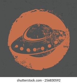 UFO design on old background,grunge vector