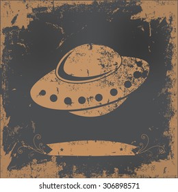 UFO design on old paper background,vector