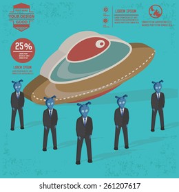 UFO design,and character concept,clean vector