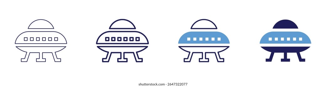Ufo disclosure icon in 4 different styles. Thin Line, Line, Bold Line, Duotone. Duotone style. Editable stroke.