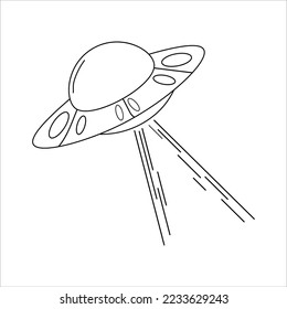 UFO Doodle Line Art Vector