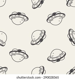 UFO doodle seamless pattern background