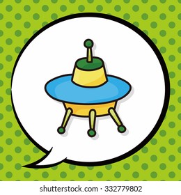 ufo doodle, speech bubble
