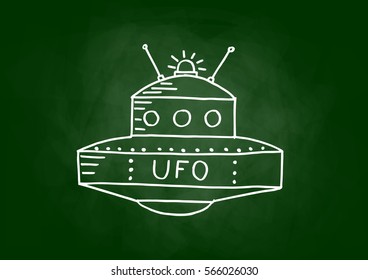 UFO drawing on blackboard