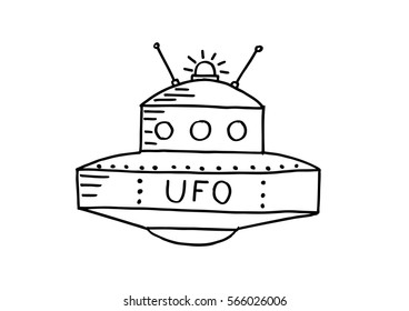 UFO drawing on white background