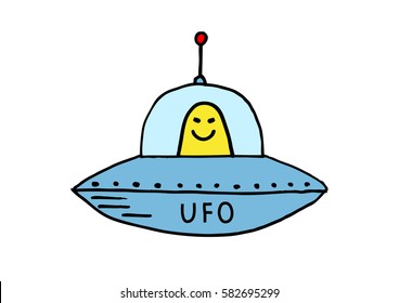 UFO drawing on white background