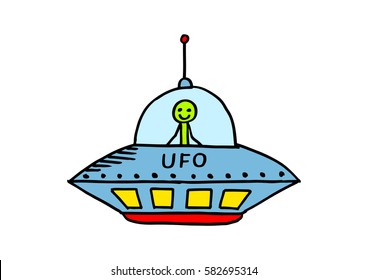 UFO drawing on white background