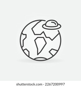 UFO and Earth vector concept thin line icon or symbol