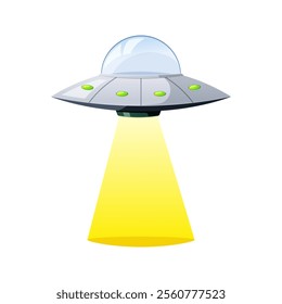 UFO emits light vector isolated on white background.