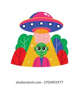 UFO Begegnung Flat Vector Illustration EPS 10 Datei