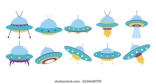 UFO Flat Cute Illustration Collection