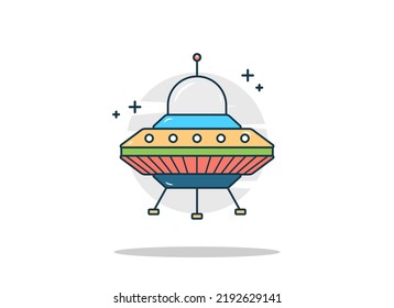 ufo flat design outline style cute