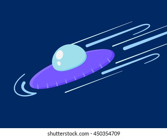 Ufo flat icon isolated. Flying space ship. Vector design.