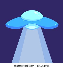 Ufo flat icon isolated. Flying space ship. Vector design.