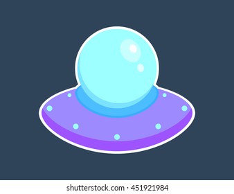 Ufo flat icon isolated. Flying space ship. Vector design.
