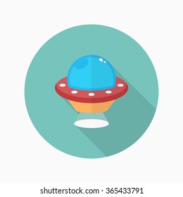 UFO flat  icon with long shadow,eps10,