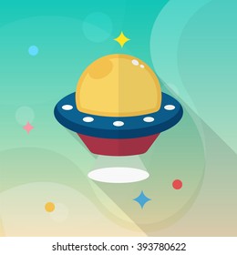 UFO flat  icon with long shadow,eps10,
