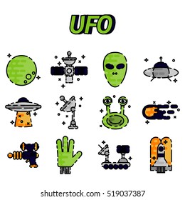 UFO flat icon set
