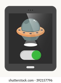 UFO flat  icon with Tablet,eps10,