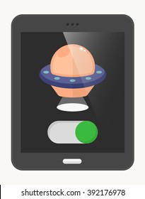UFO flat  icon with Tablet,eps10,